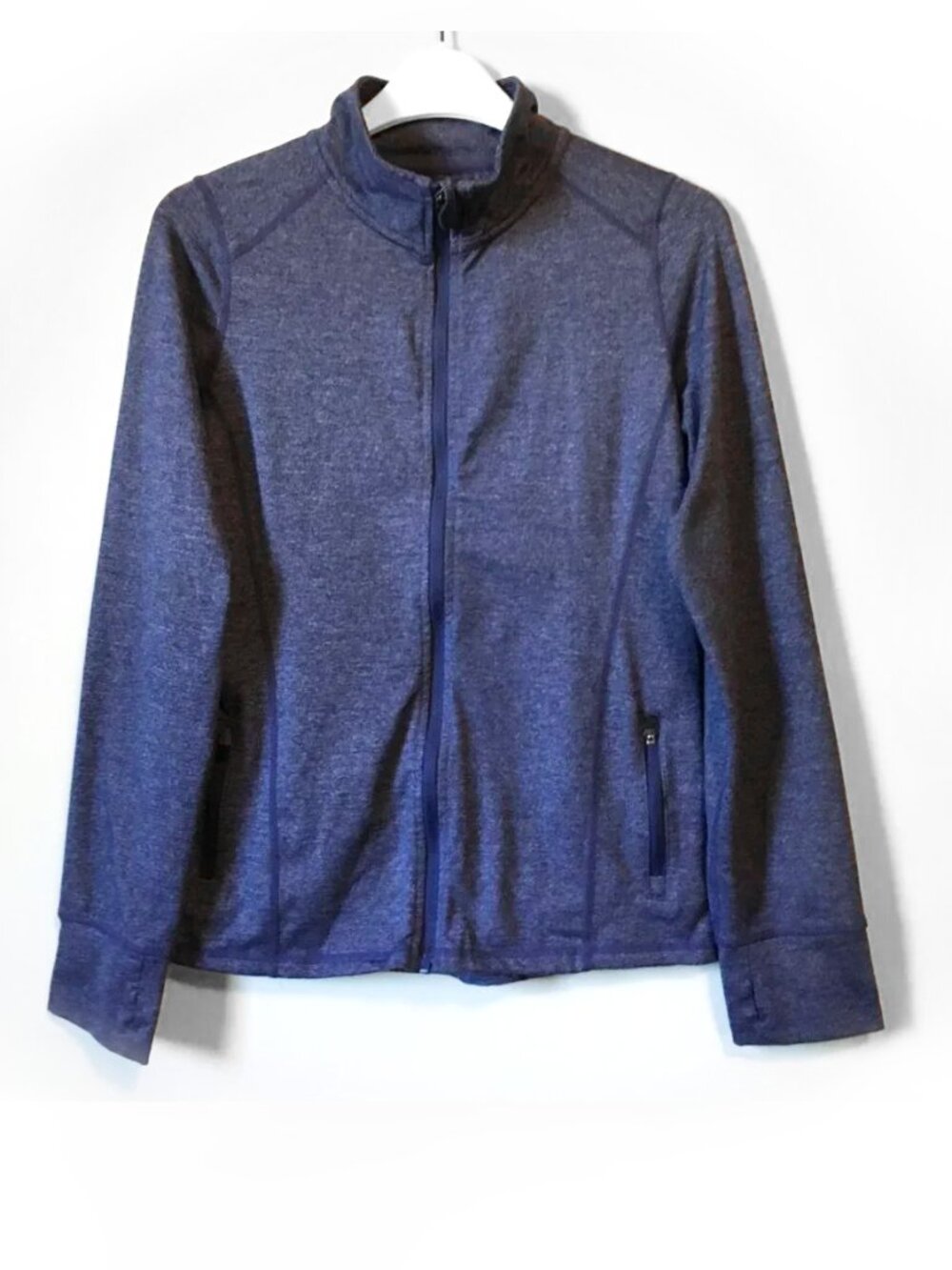SEARS Yoga Athletica Indigo Heathered Zip Up Jacket Large